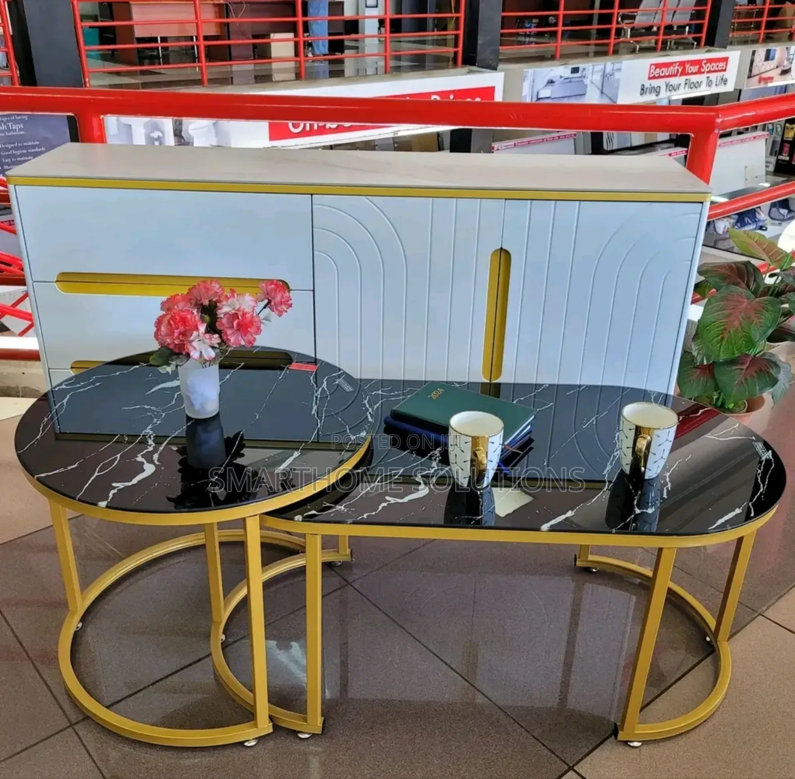 Black Marble  Coffee Table(Glass Effect )