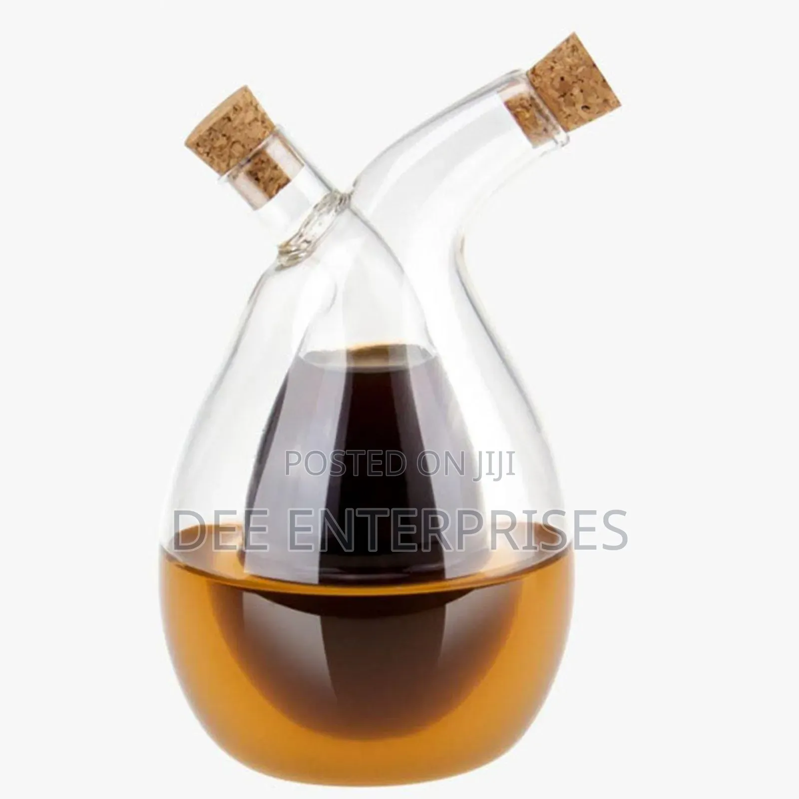 2in1 Cruet Twisted Oil and Vinegar Glass Bottle Dispenser