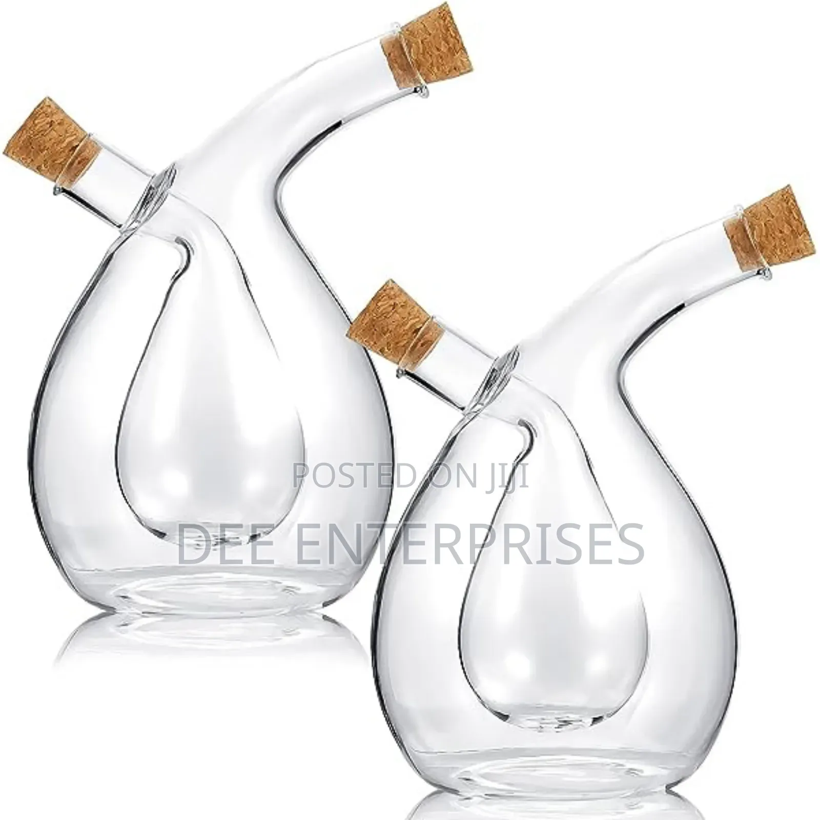 2in1 Cruet Twisted Oil and Vinegar Glass Bottle Dispenser