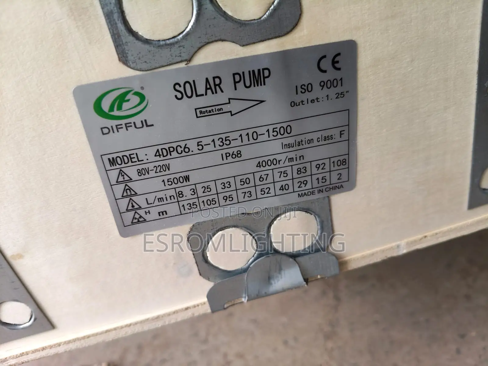 Difful 1500w Solar Water Pump – Model 4dpc6.5-135-110-1500