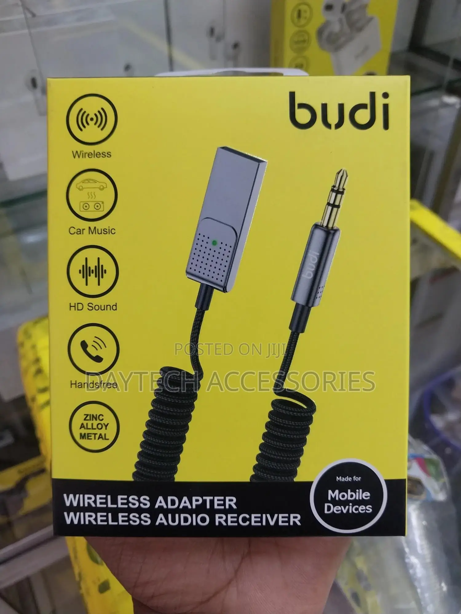 Budi Car Wireless Bluetooth Aux Adapter Audio Receiver