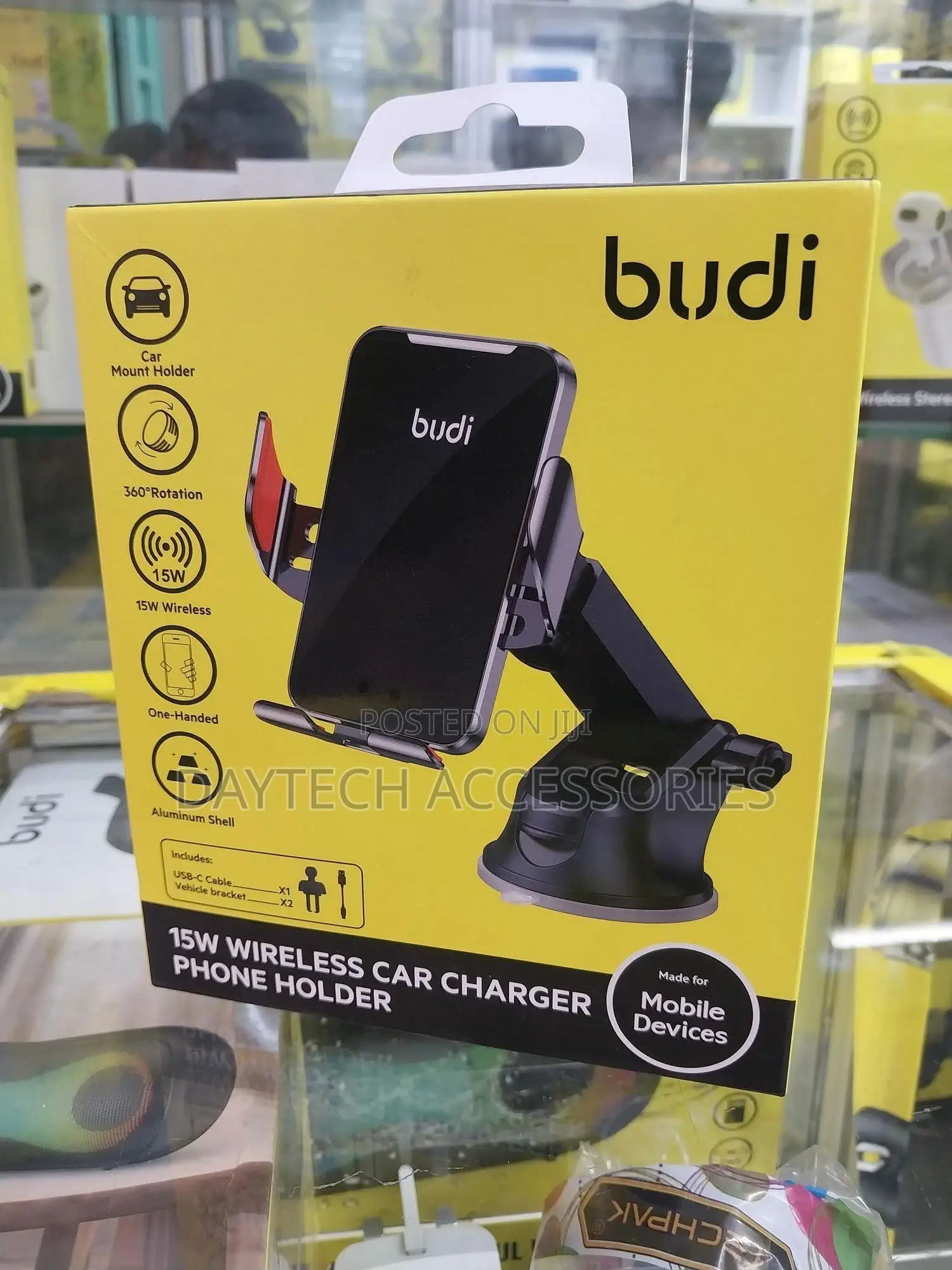 Budi 15w in Car Wireless Charger Mobile Phone Holder