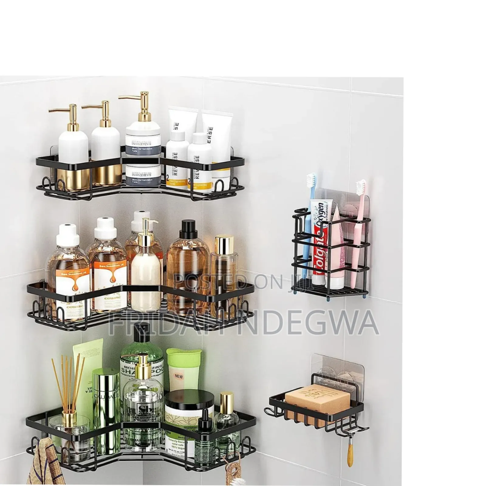 5pcs Set Triangular Shower Caddy Shelf/Bathroom Organizer