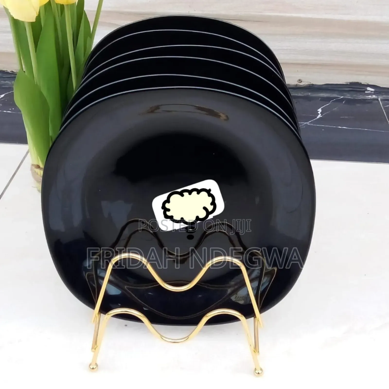 10 .5" Black Square Shape Plate
