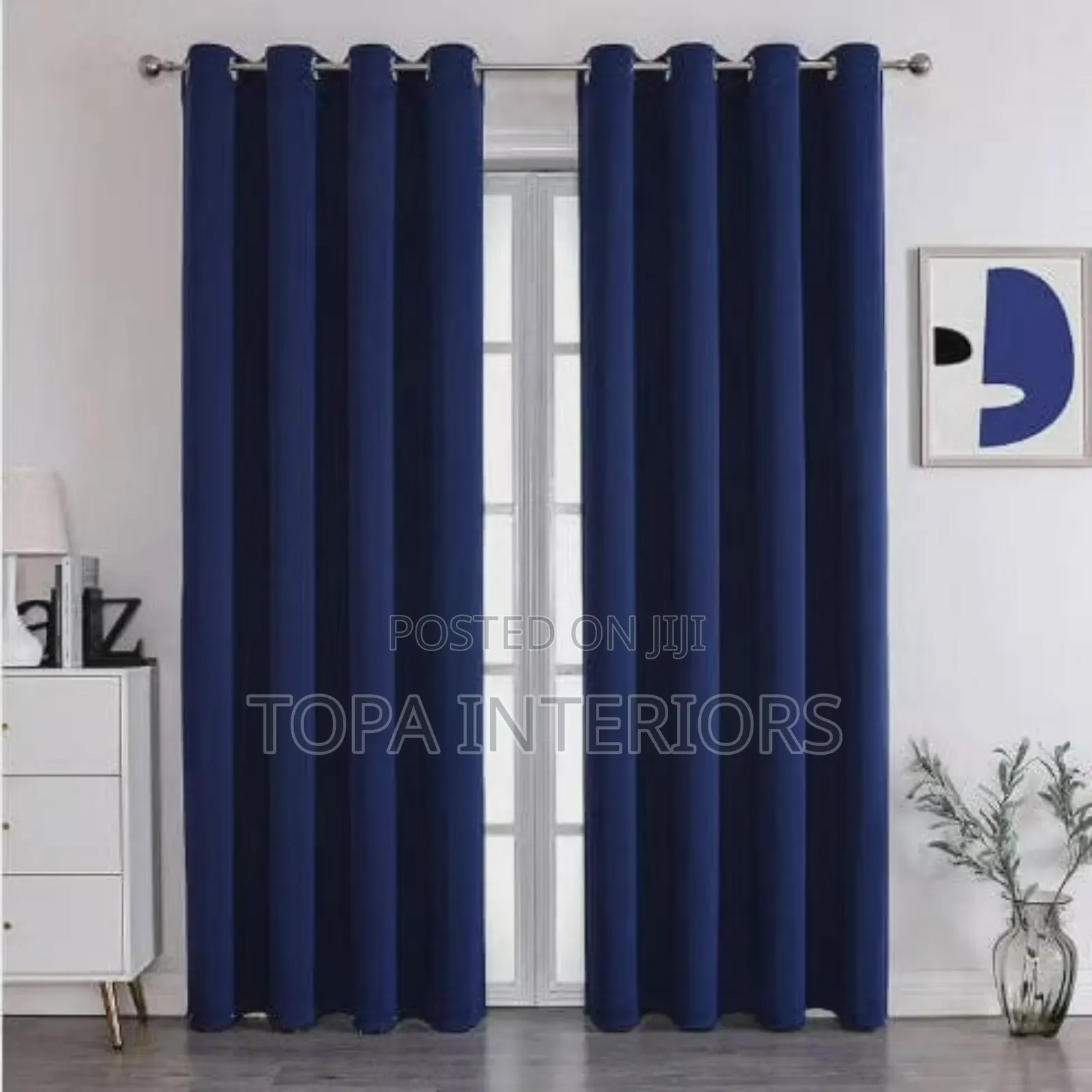 Navy Blue Grommet Window Curtains and Door Curtains