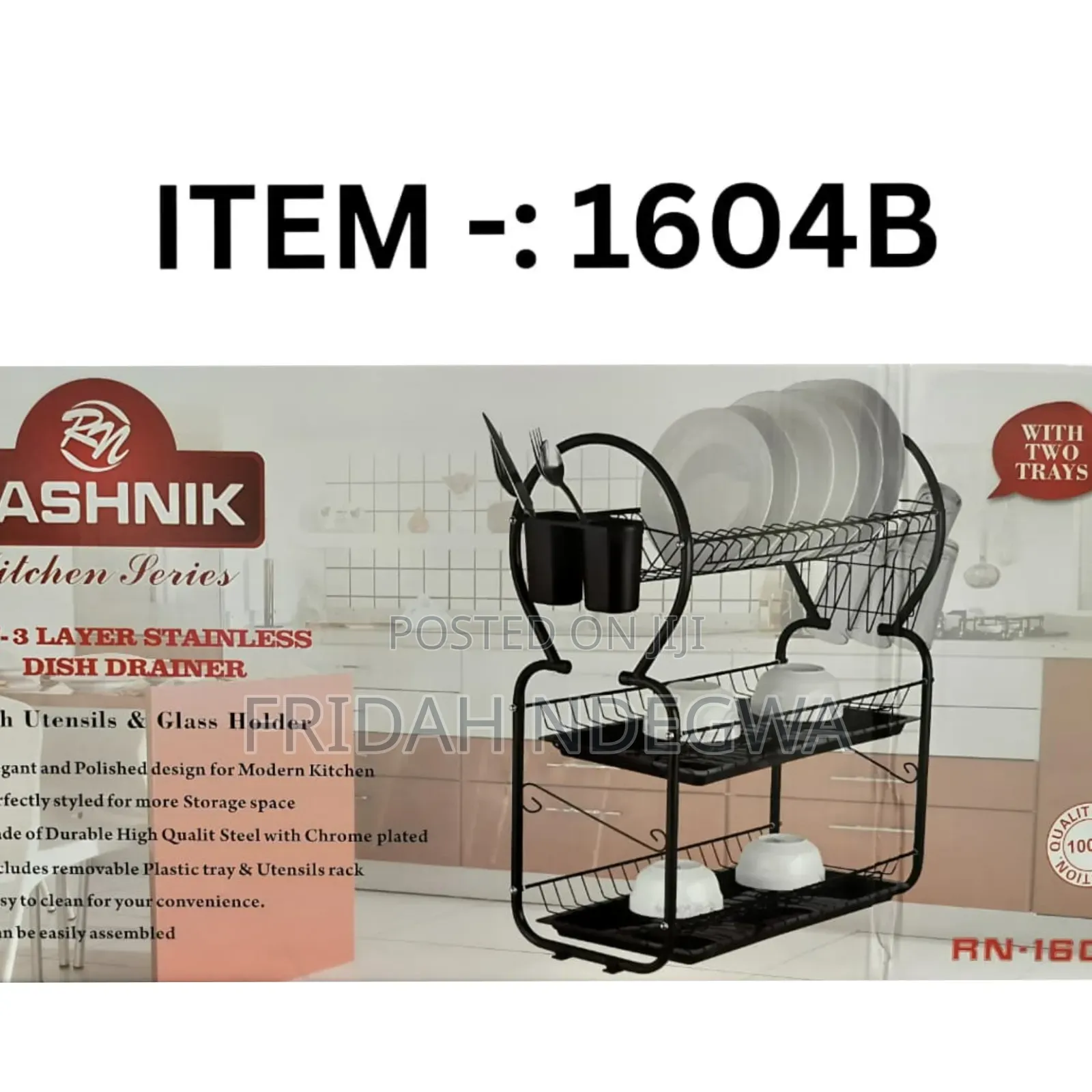 Rashnik 22" 3 Tier Stainless With 2 Drainers(Trays) Dishrack