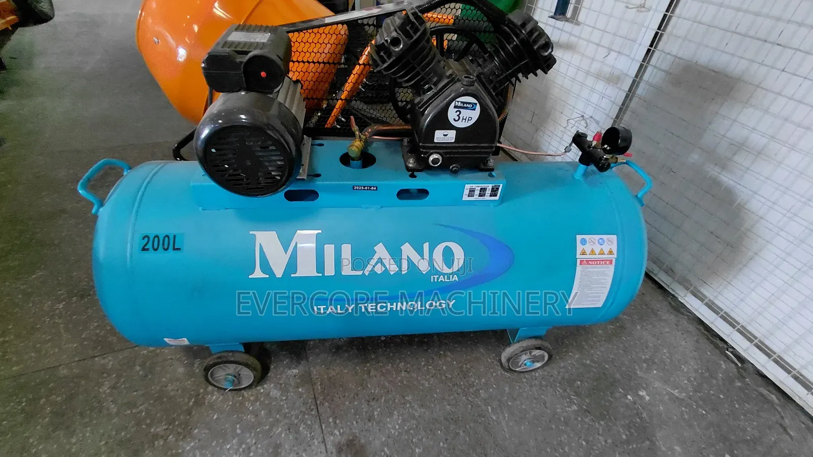Milano Italia 200l Electric Air Compressor Double Piston.