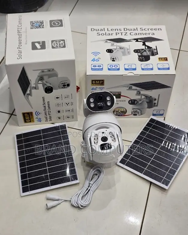 4g Simcard 6mp Ubox Dual Lens Dual Screen Solar PTZ Camera