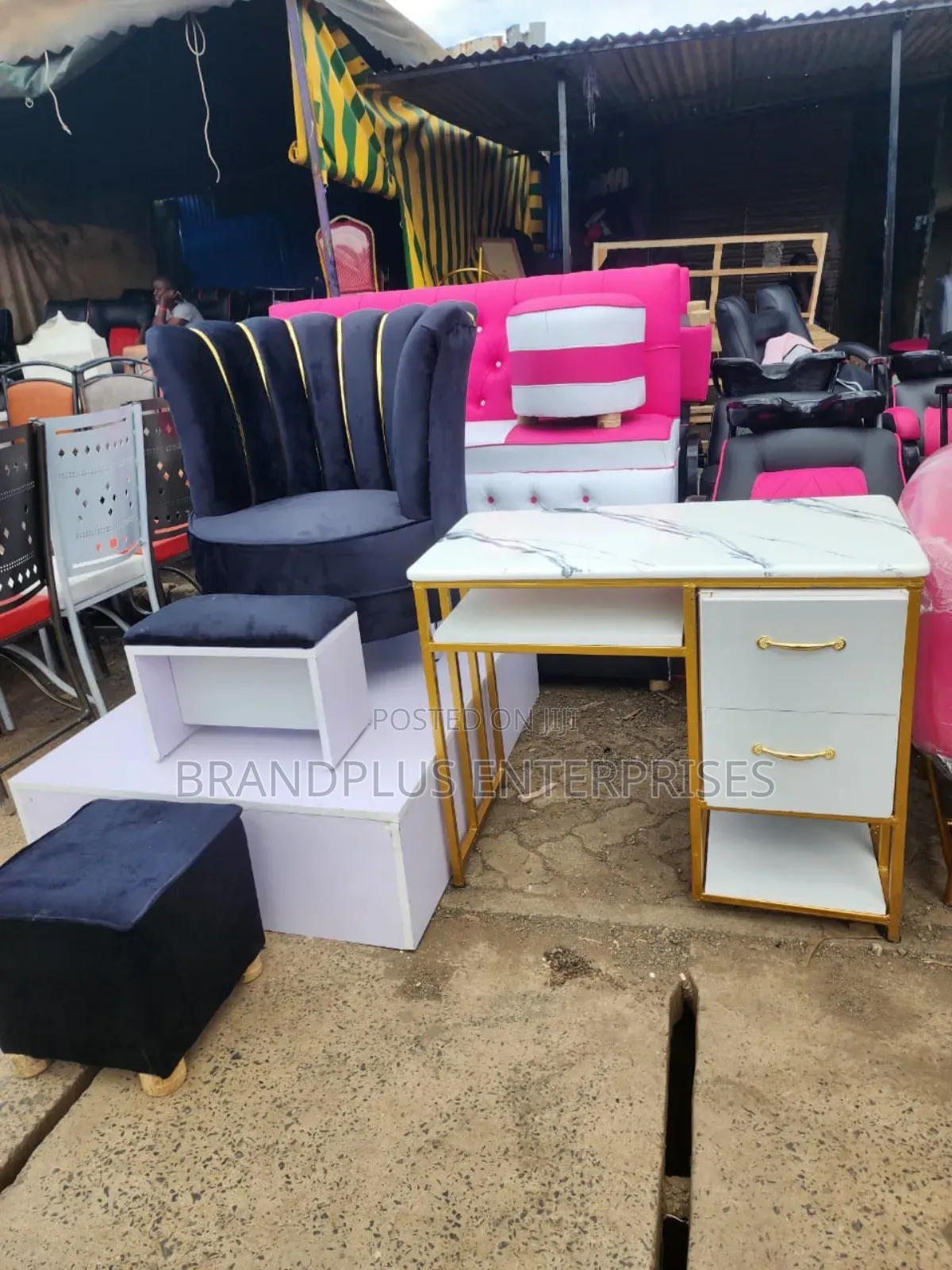 Executive Pedicure Seat and Marble Manicure Table