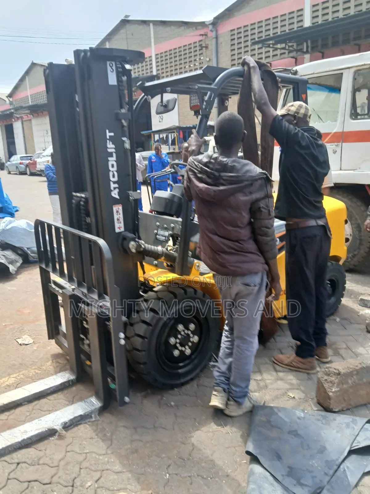 Flatbed Trailer With Crane Are Ready for Transportation