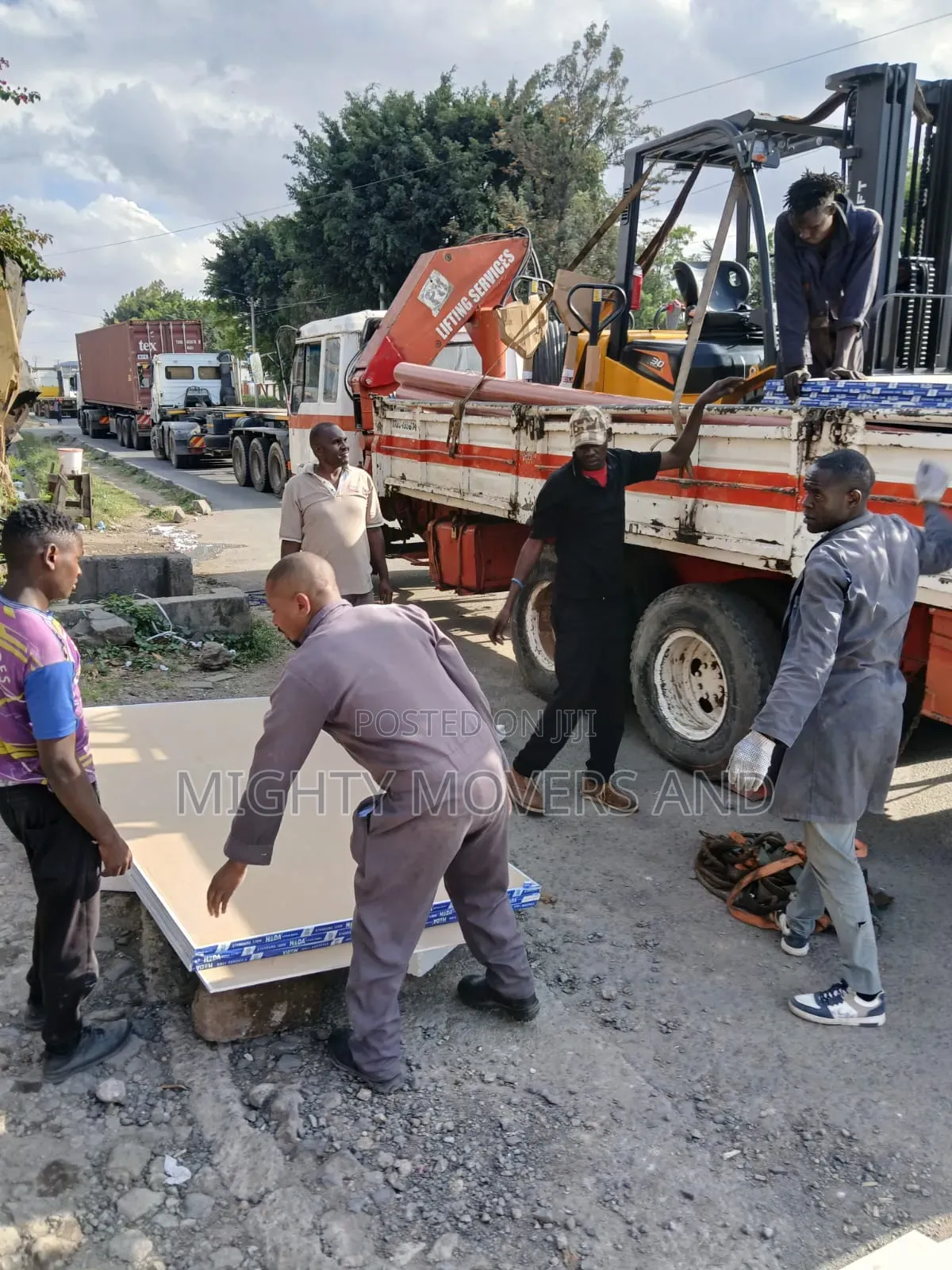 Flatbed Trailer With Crane Are Ready for Cross Country Delivery