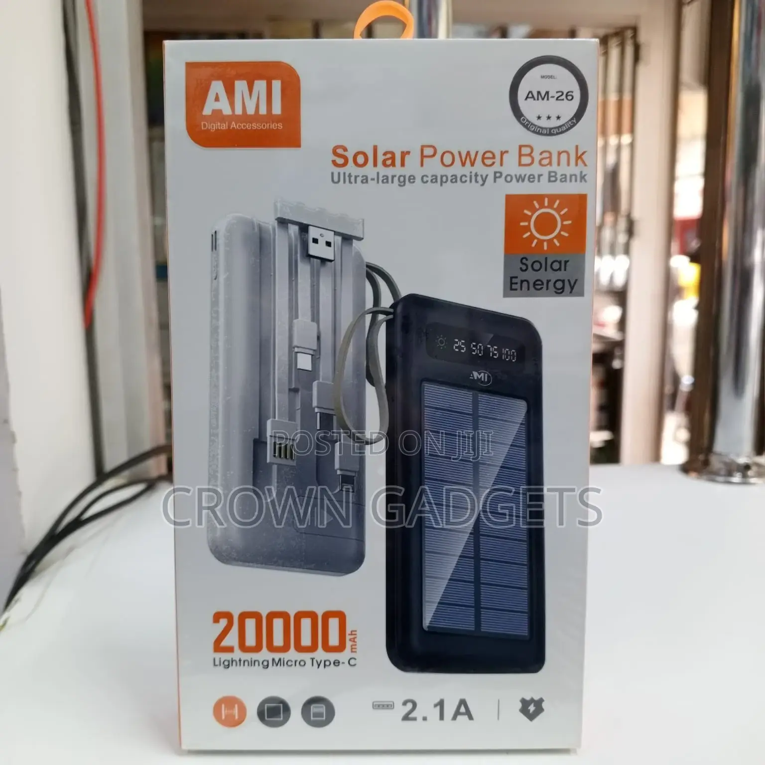 20000mah Ami Solar Power Bank – Fast Charge Dual Usb Ports