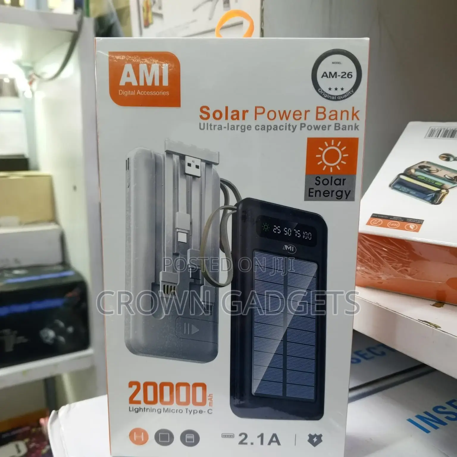Ami Original 20000mah Solar Power Bank – Led Indicator
