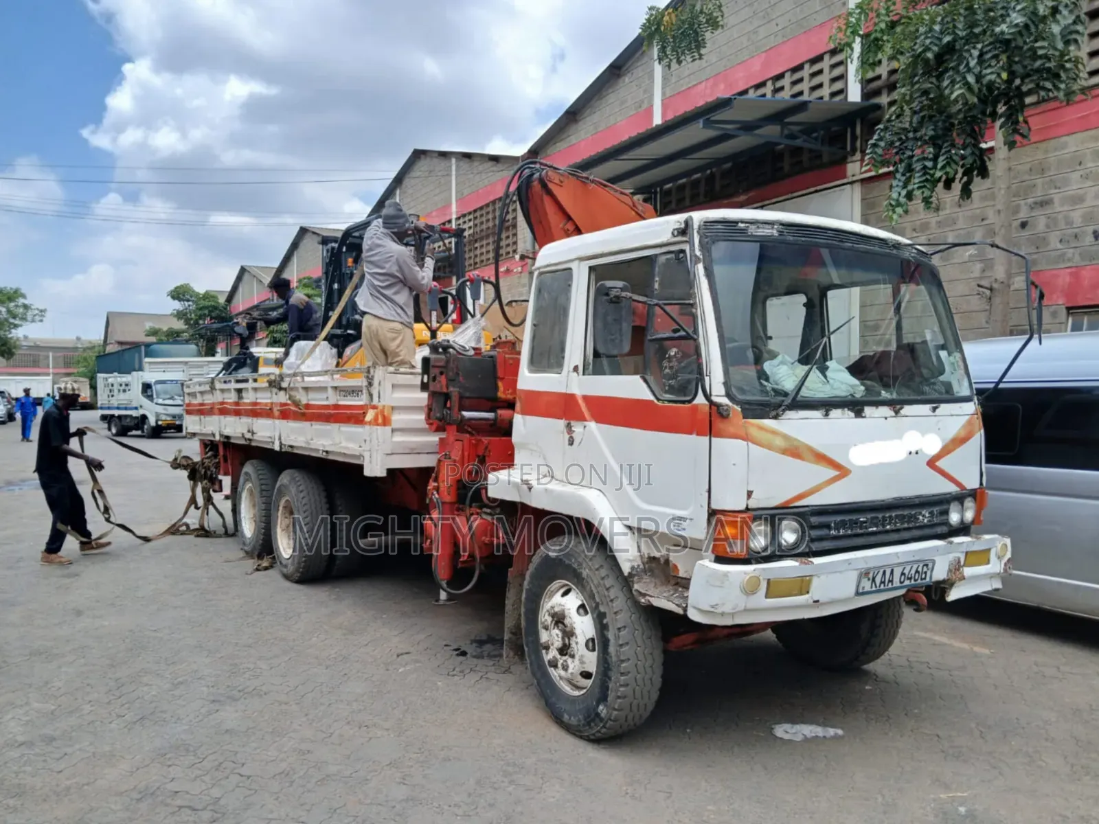 Trailer With Crane Are Ready for Across Border Transportation
