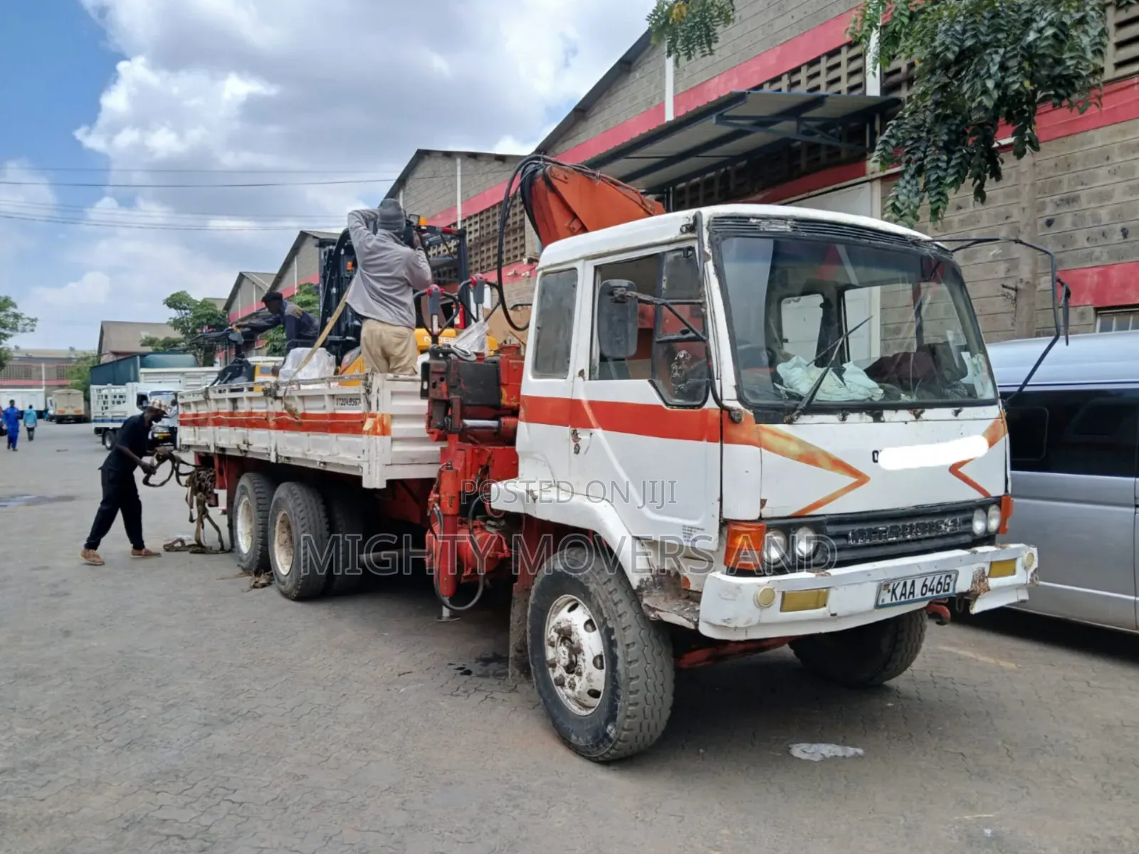 Trailer With Crane Are Ready for Across Border Transportation