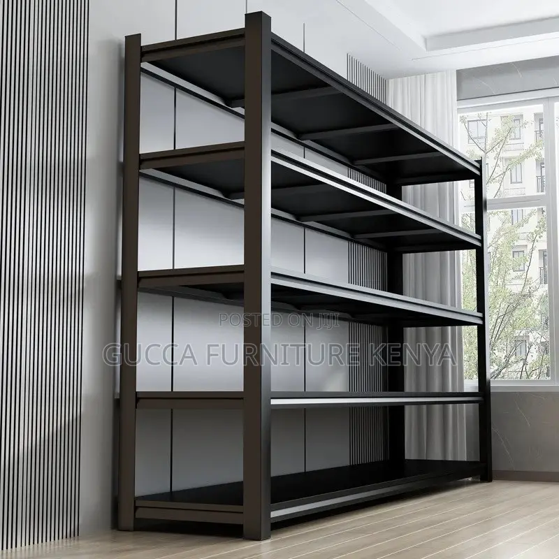 Black Steel 5-Tier Home Office Shelving Storage Rack