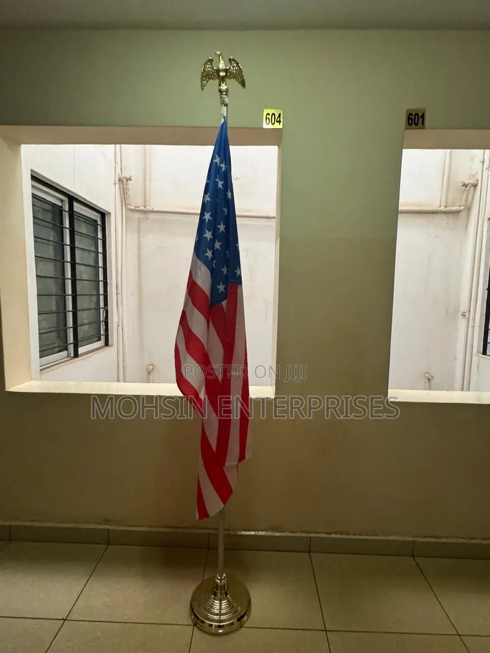 Official Usa Flag Stand With Eagle Top and Flag