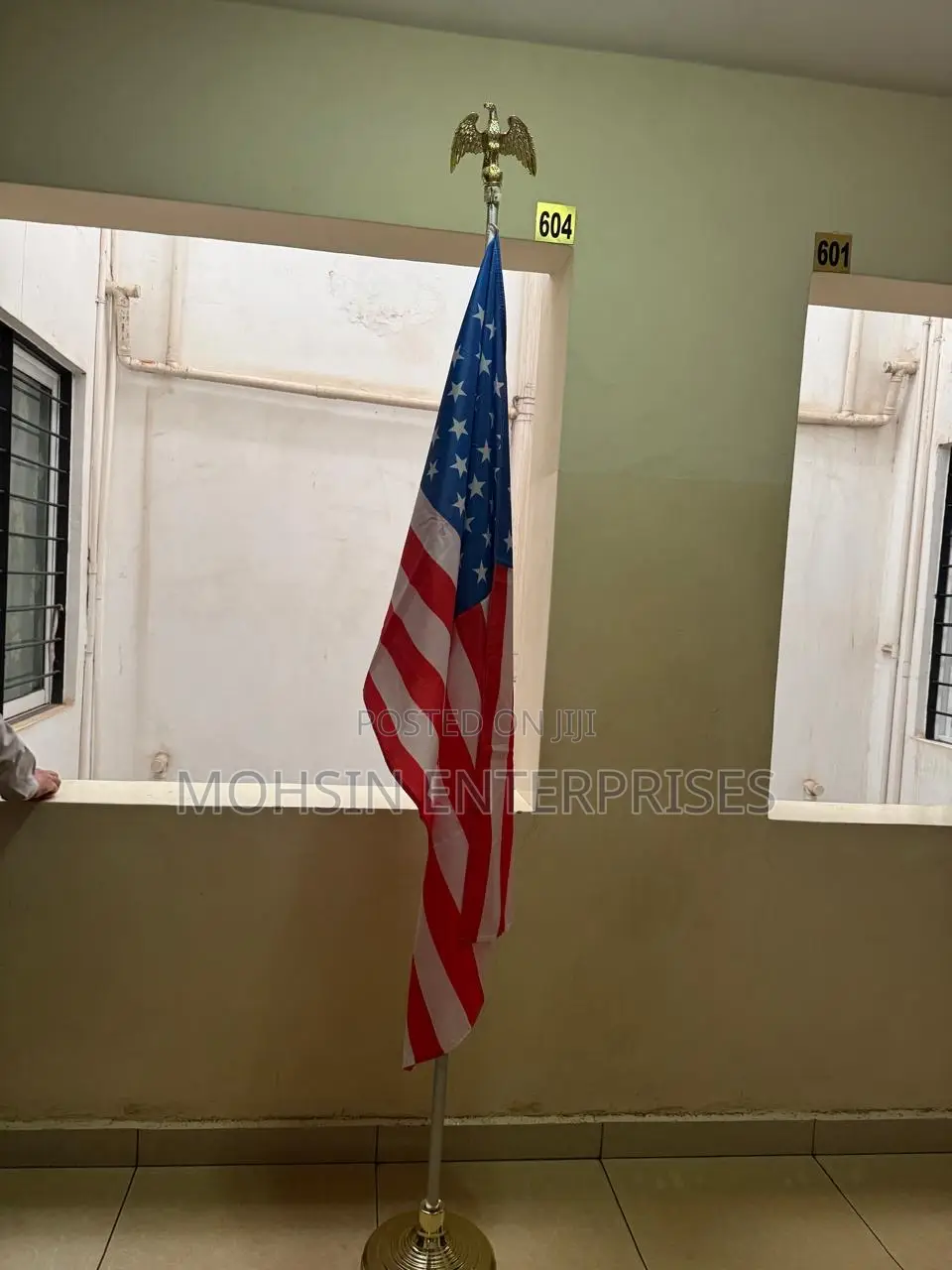 Official Usa Flag Stand With Eagle Top and Flag