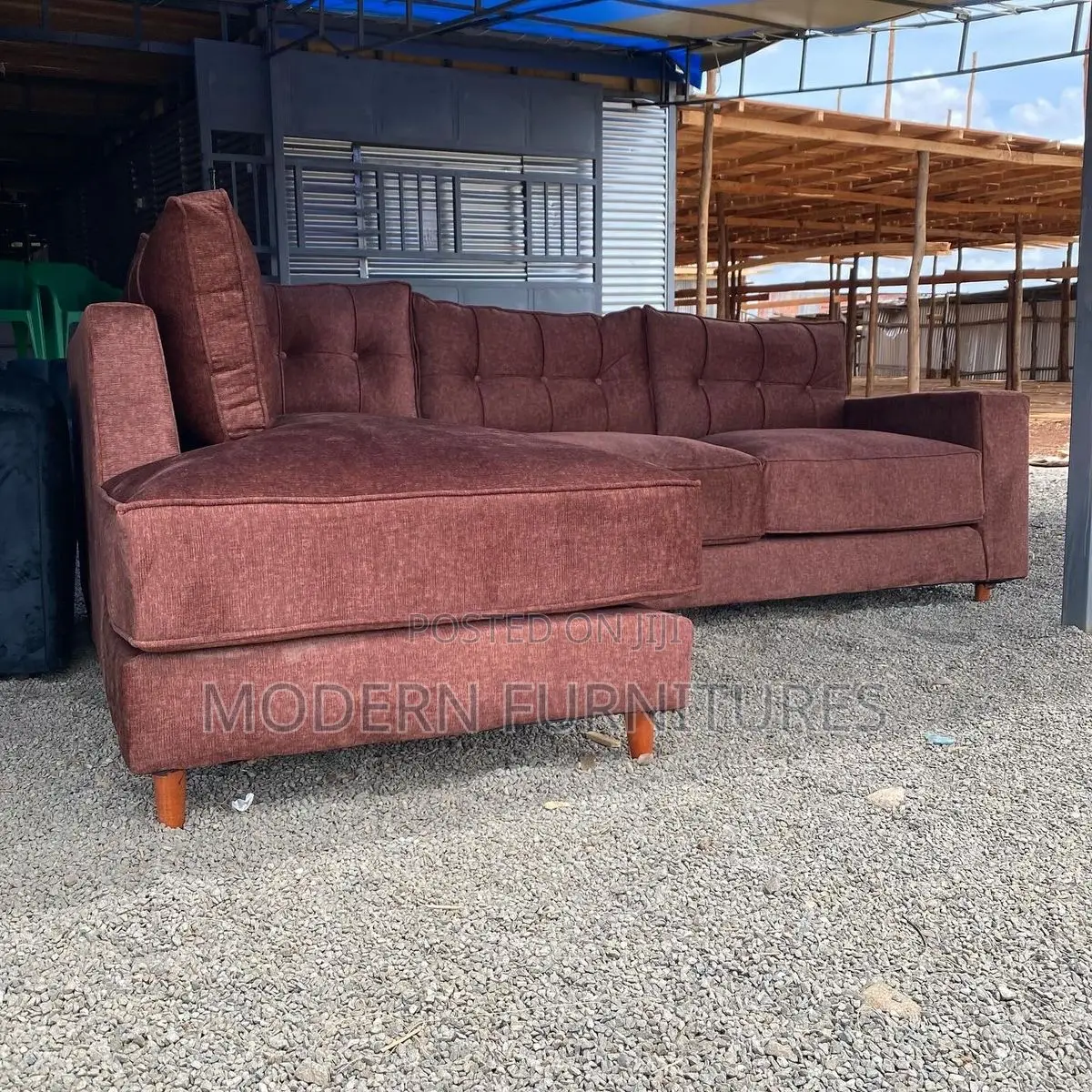 Brown L Shaped Sofa