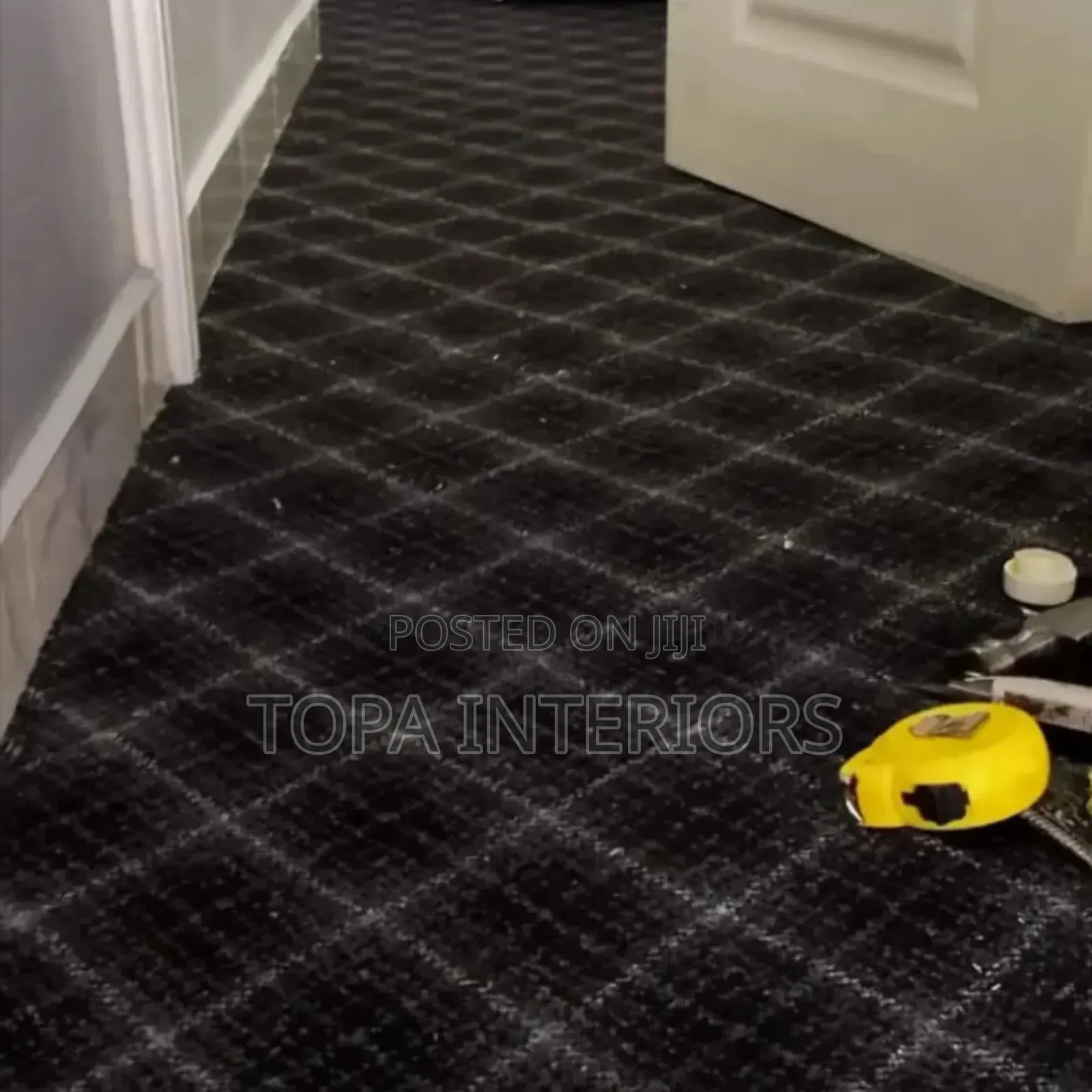 Dark Grey Striped Delta Office Carpets Wall to Wall Floor Carpets
