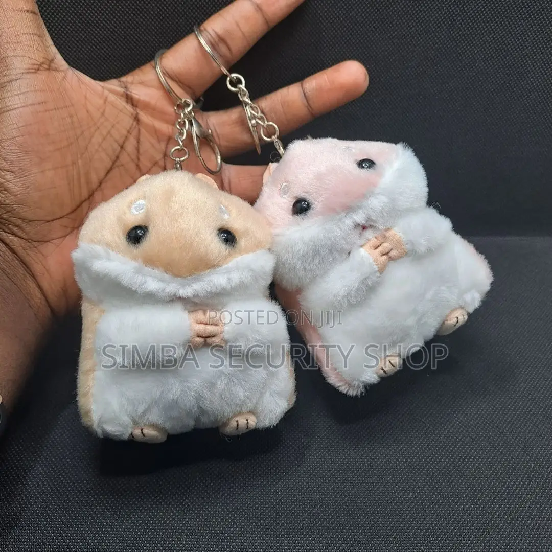 3d Soft Stuffed Animal Key Chain Holder Ring Hamster Fluffy Toy Pompom