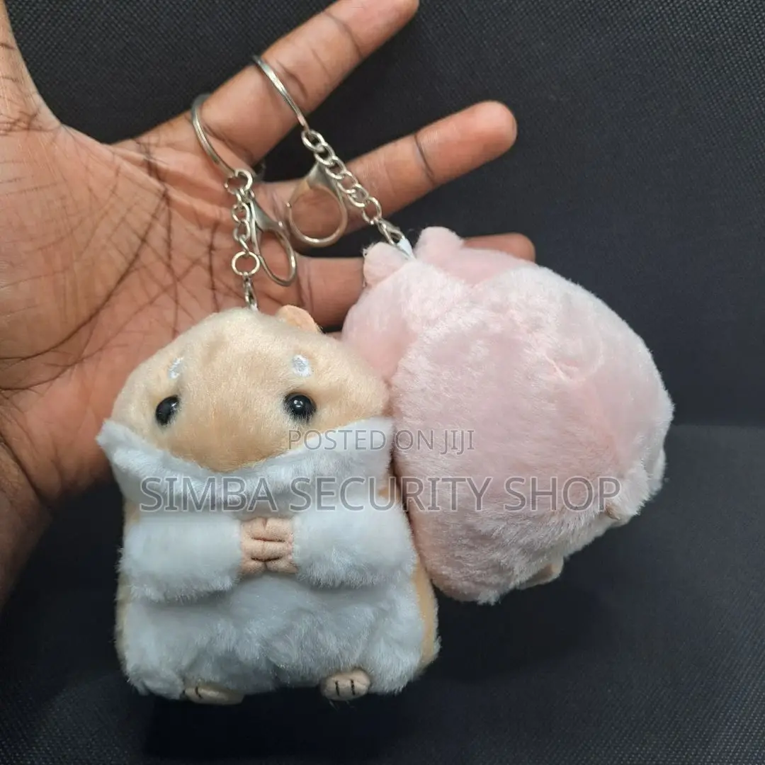 3d Soft Stuffed Animal Key Chain Holder Ring Hamster Fluffy Toy Pompom