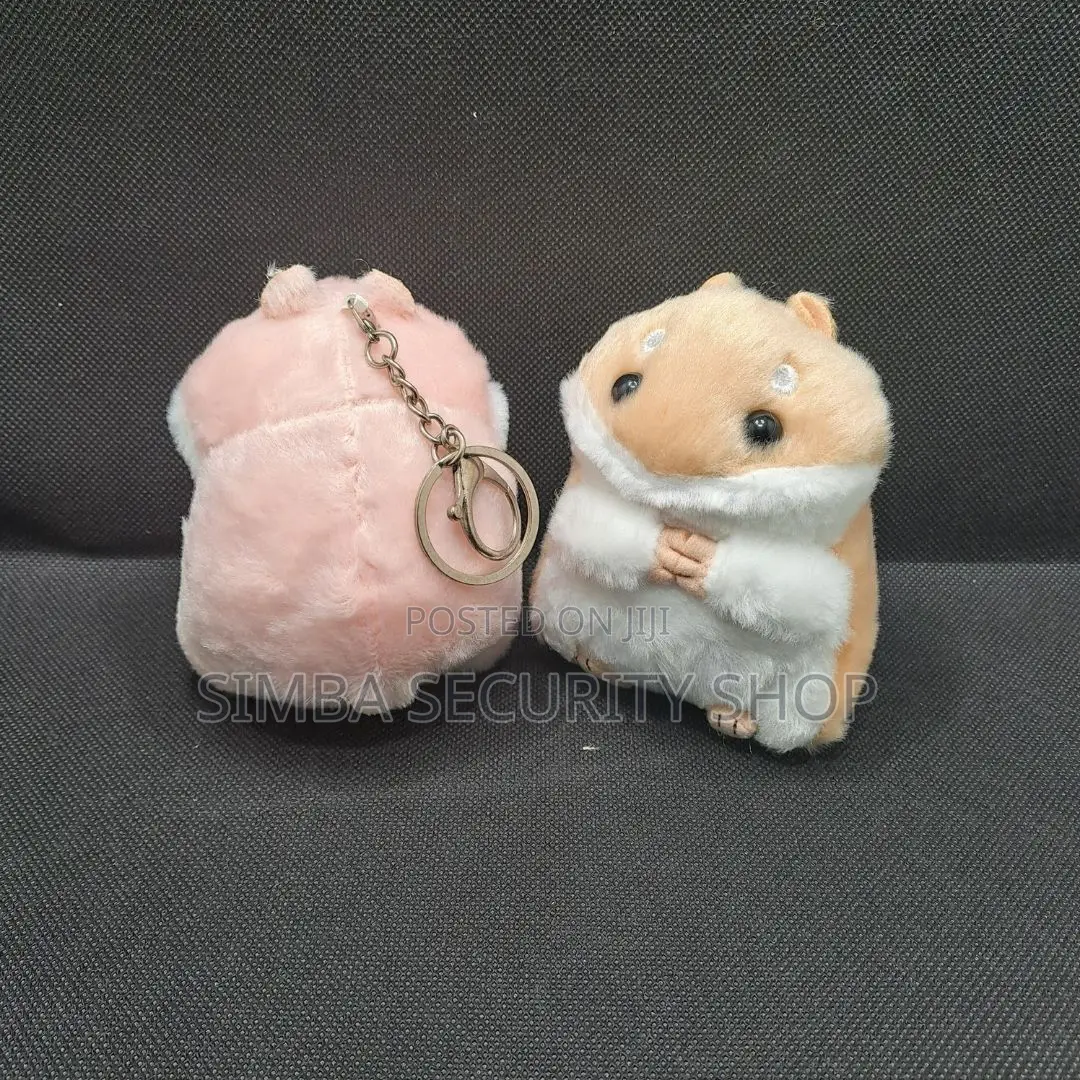 3d Soft Stuffed Animal Key Chain Holder Ring Hamster Fluffy Toy Pompom