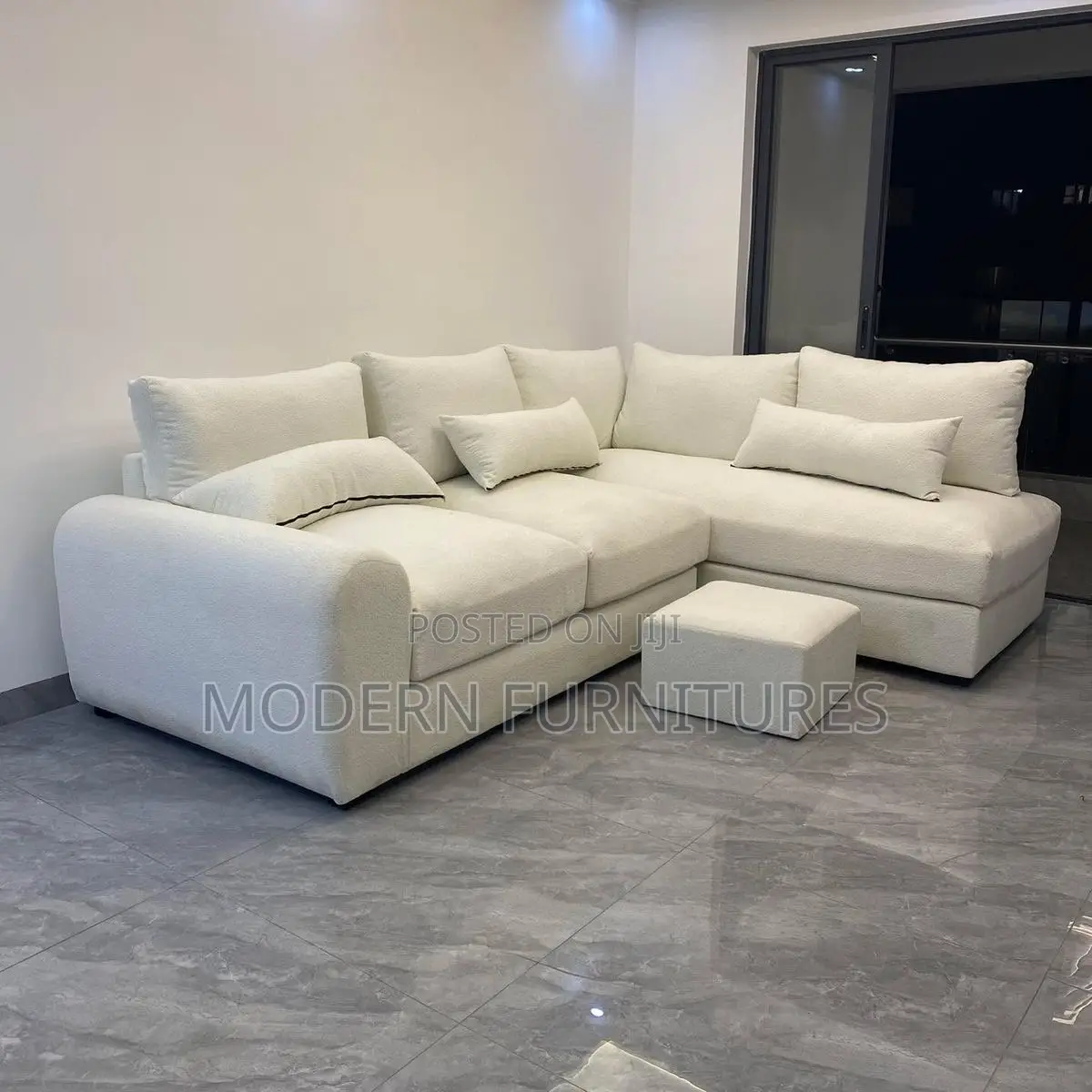 Classy White L Shaped Sofa