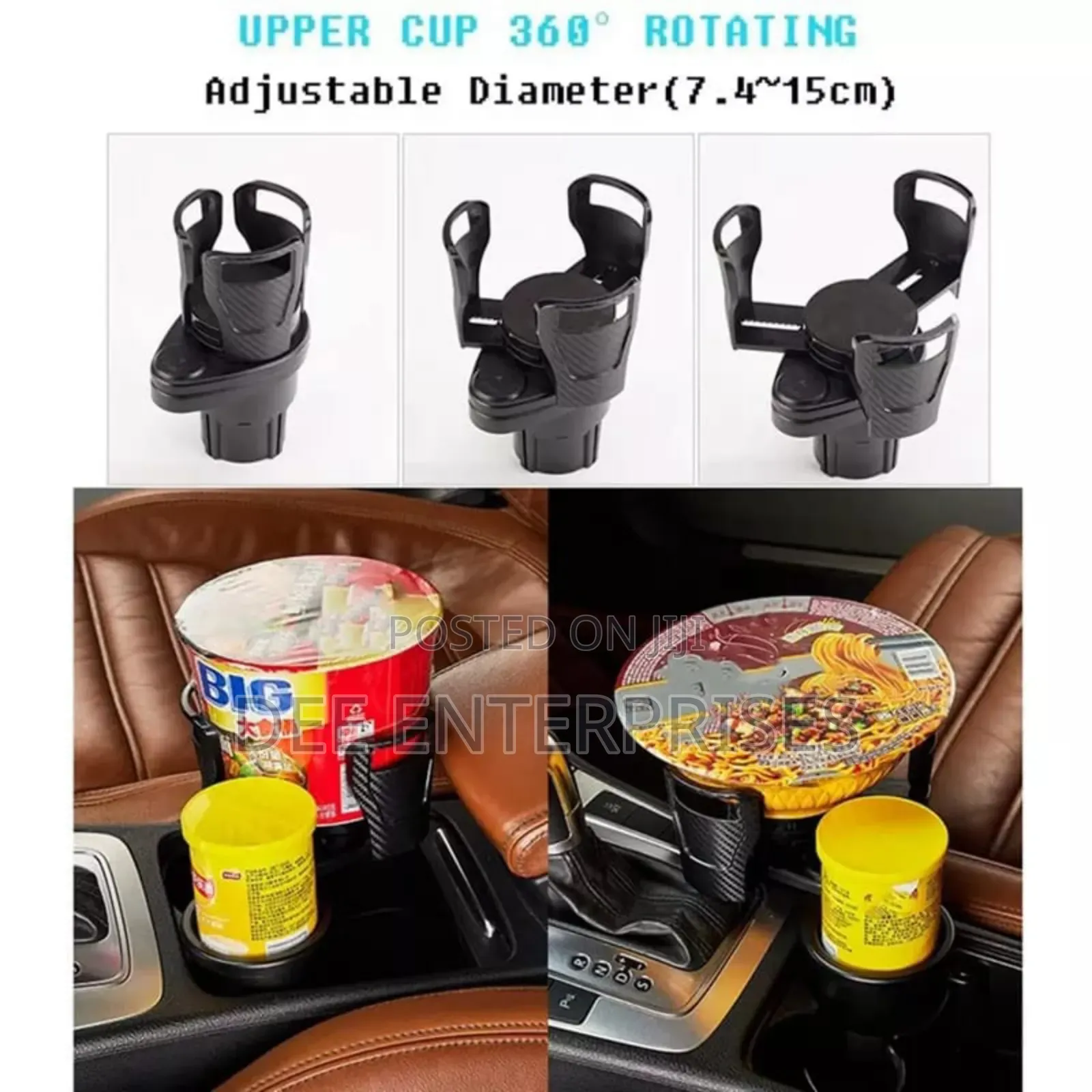 Strong Durable Expandable Dual Slot Car Cup Holder