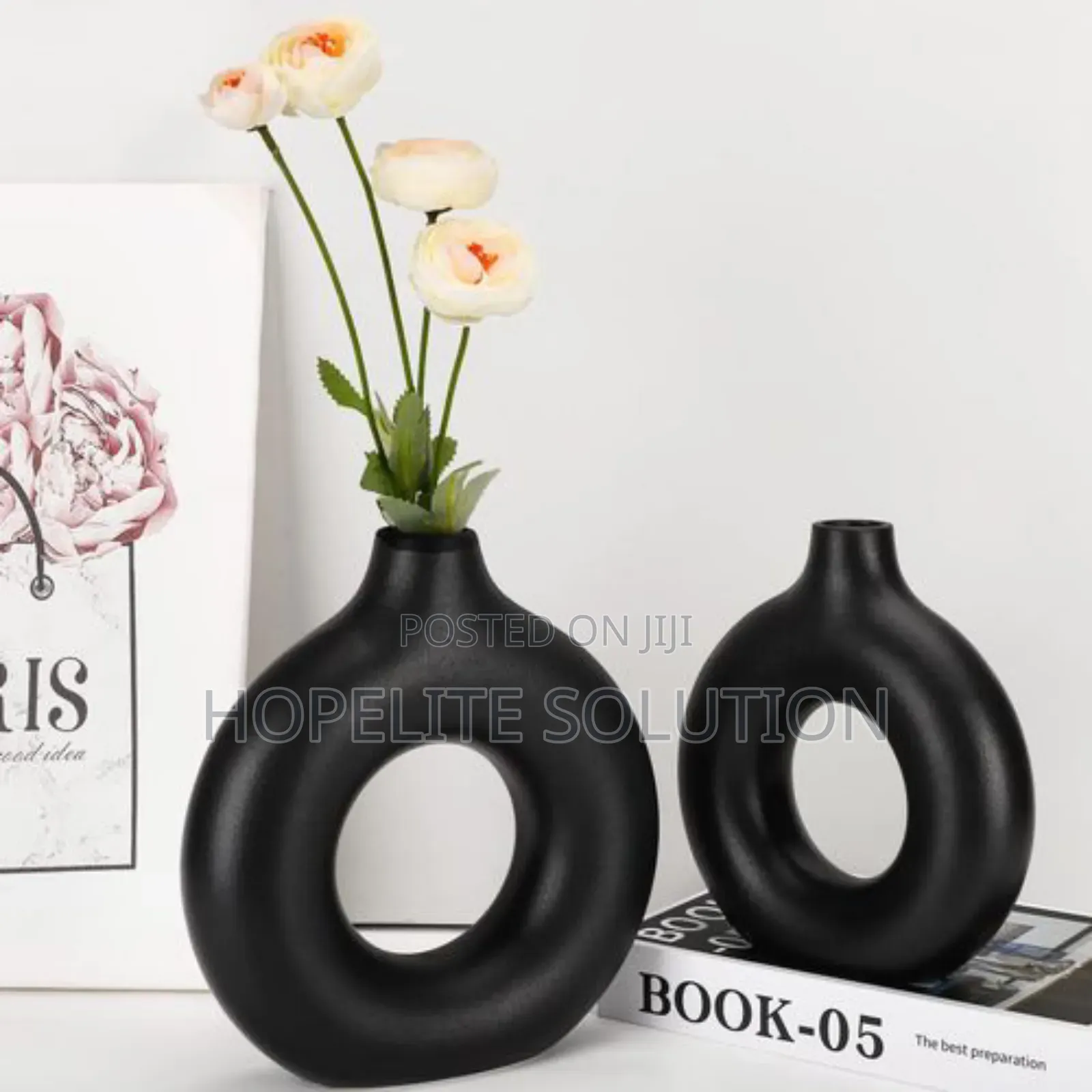 Porcelain Ceramic 2 In1 Elegant Decor Donut Flower Vases