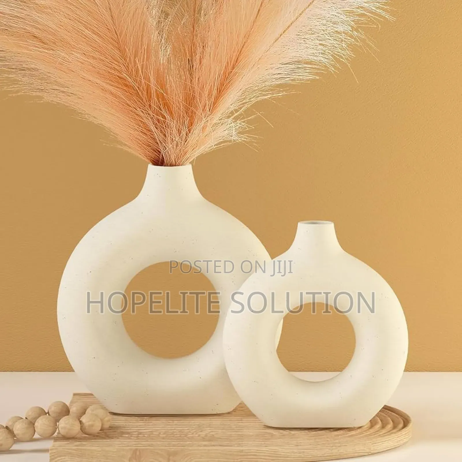 Porcelain Ceramic 2 In1 Elegant Decor Donut Flower Vases
