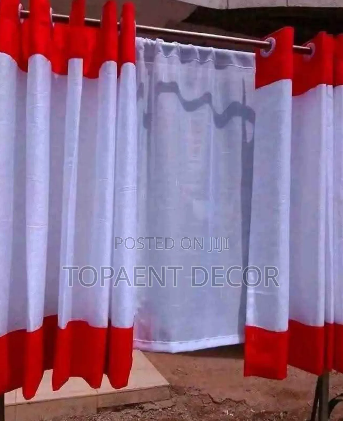 Blended White And Orange Kitchen Window Curtains