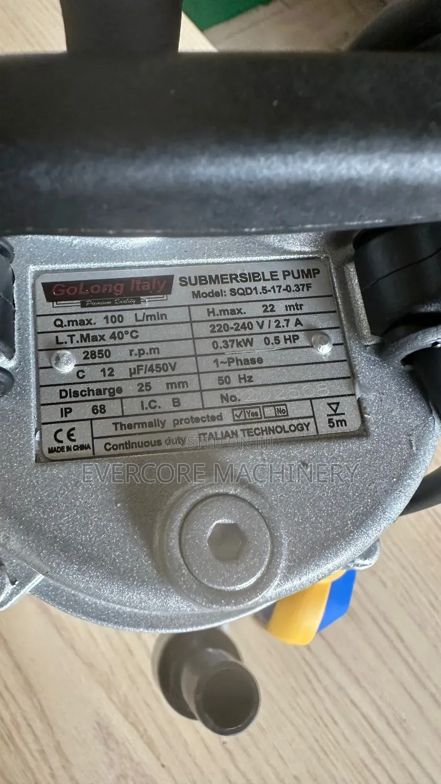 Electric Submersible Pump 0.5hp With Float Switch 22metres