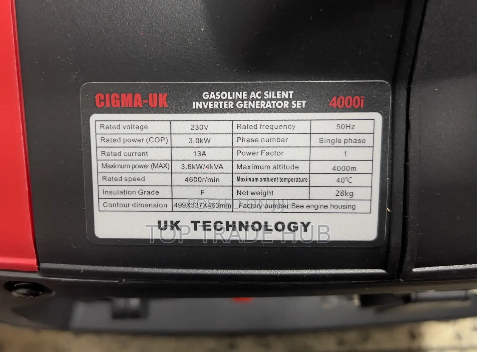 Cigma Uk 4000i Petrol Super Silent Inverter Generator 4kva