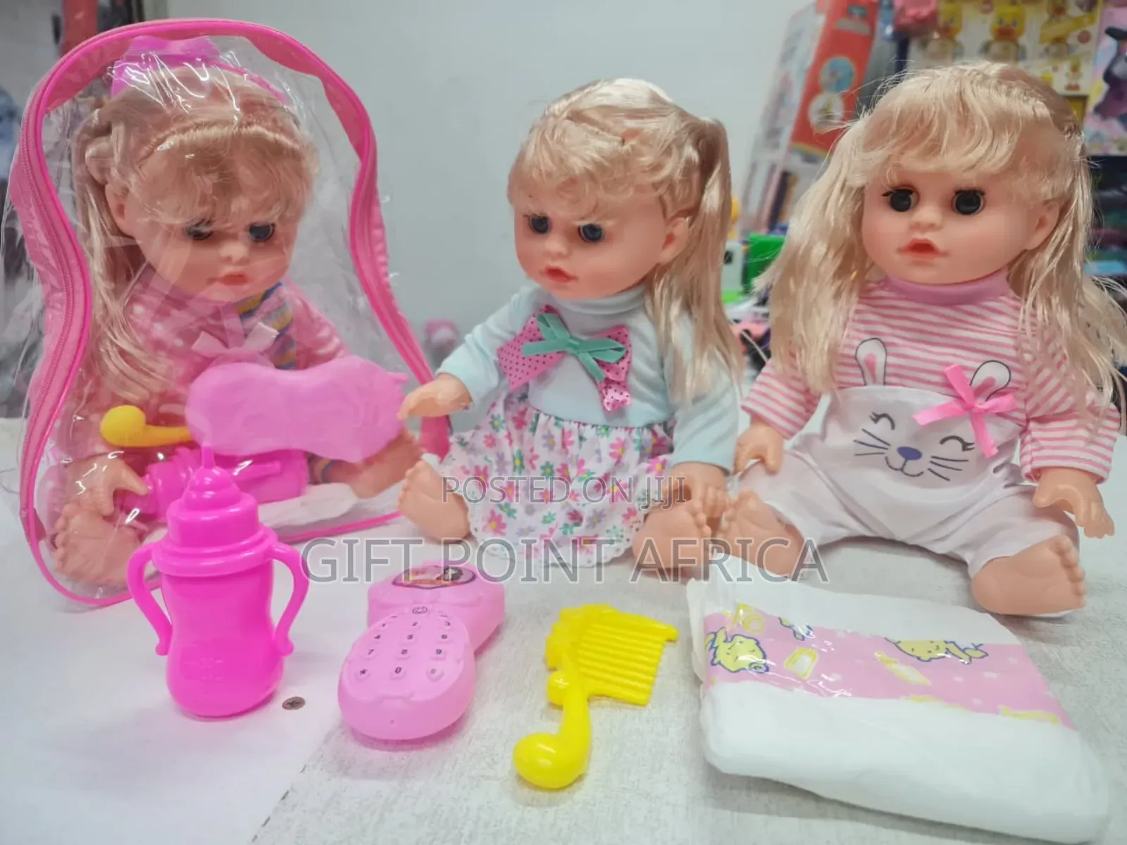 Cute White Doll With Feeding Bottle,Diapers And Hair Brush