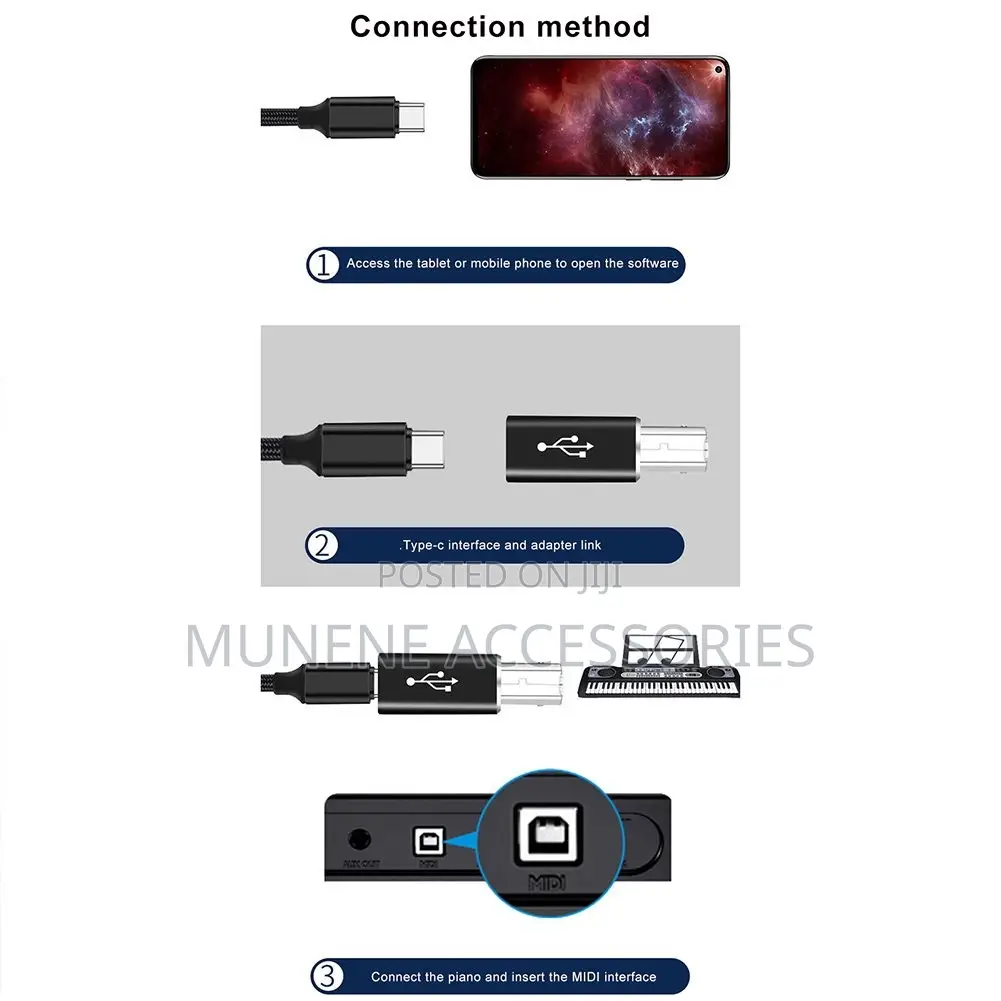Usb Type-C to Printer Cable Adapter Port Converter for Piano Printer