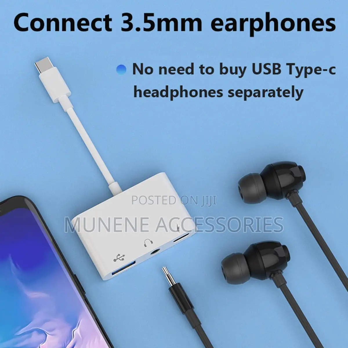 3-in-1 Usb C to Usb-a Otg Splitter With 3.5mm Audio Jack and Pd Fast