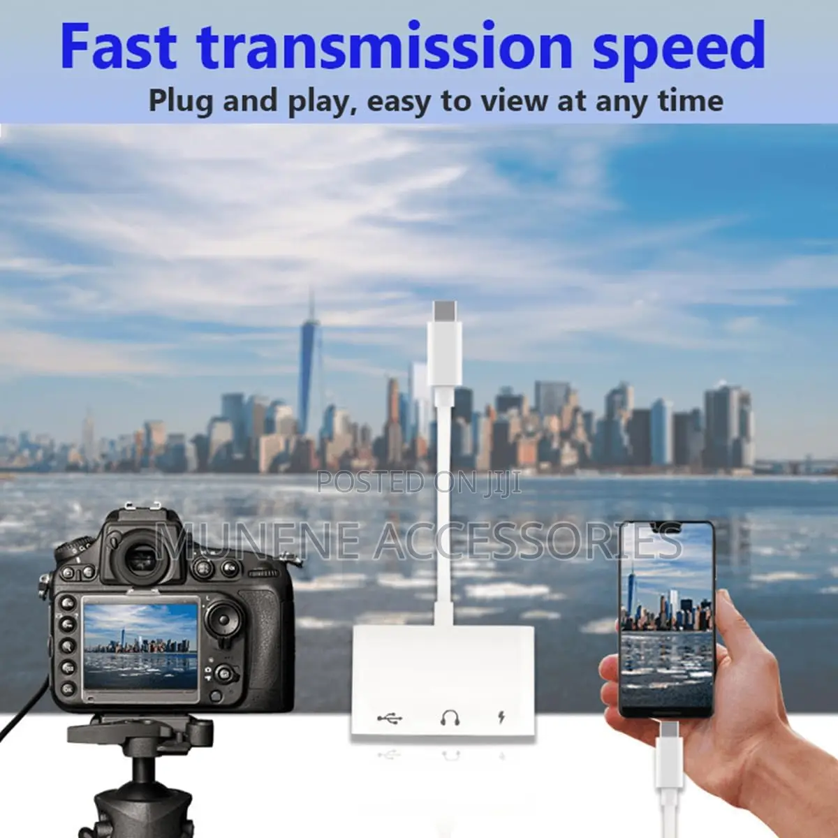 3-in-1 Usb C to Usb-a Otg Splitter With 3.5mm Audio Jack and Pd Fast
