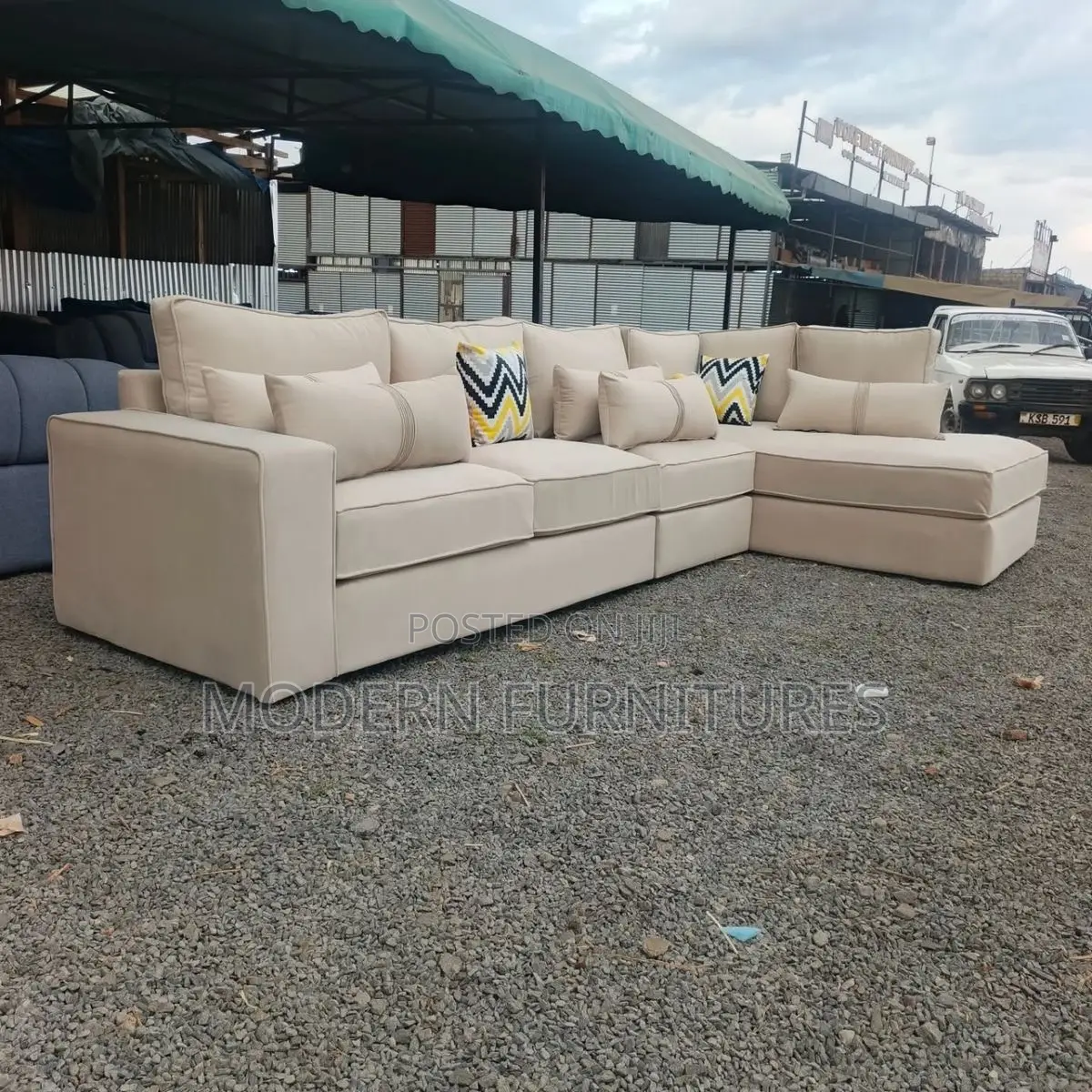 7 Seater Cream L Shaped Sofa/ L Sofa/ L Shaped Sofa
