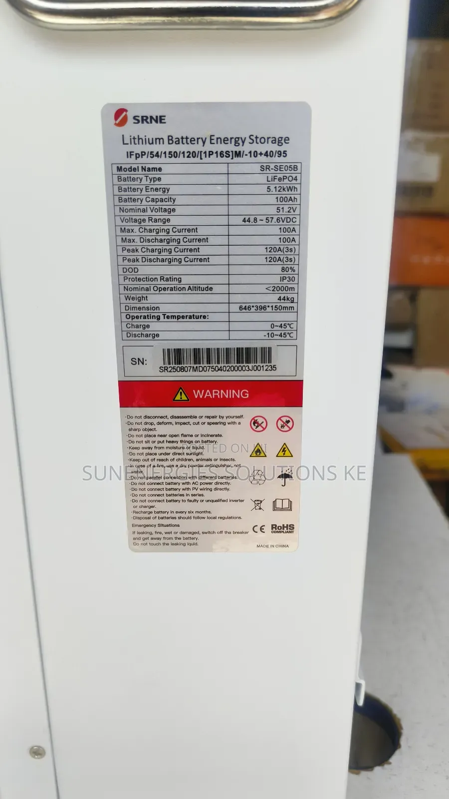 5.12kwh 51.2v Srne Lithium Battery