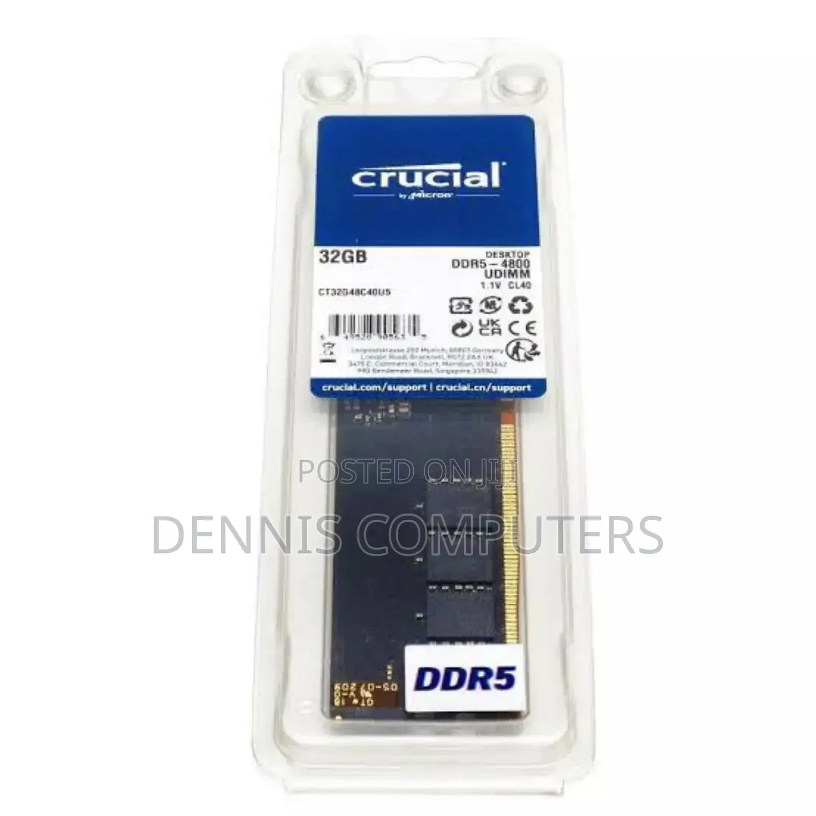 Crucial Desktop Ram Ddr5 32gb 4800