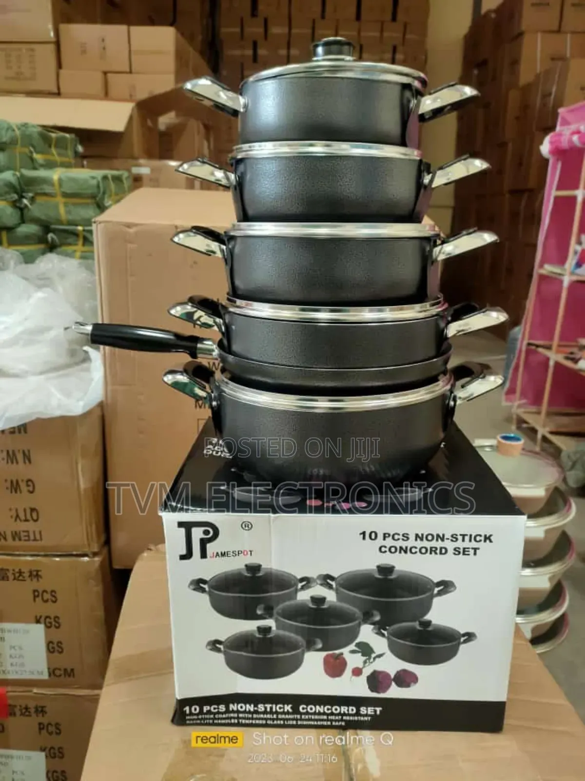 10 PCS Non Stick James Pot Black Cookware Set
