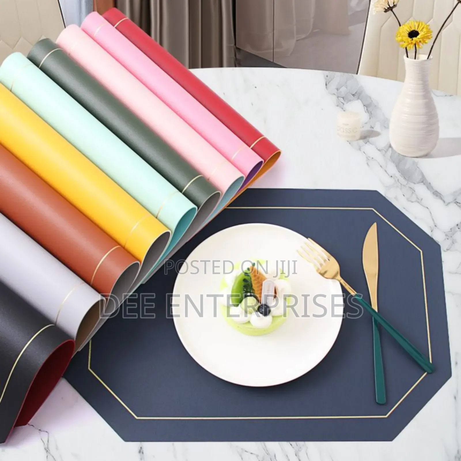 6pcs Double Sided Pu Leather Nordic Style Antislip Tablemats