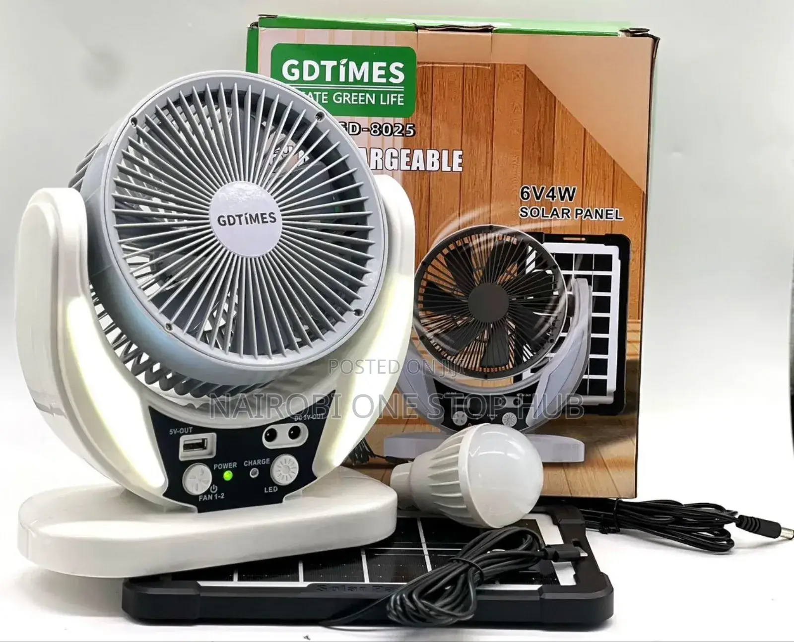 Gdtimes Rechargeable Solar Fan Set, D-8025.