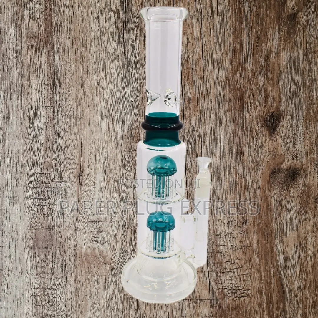 15" Tree Percolator Glass Beaker Bong - Green