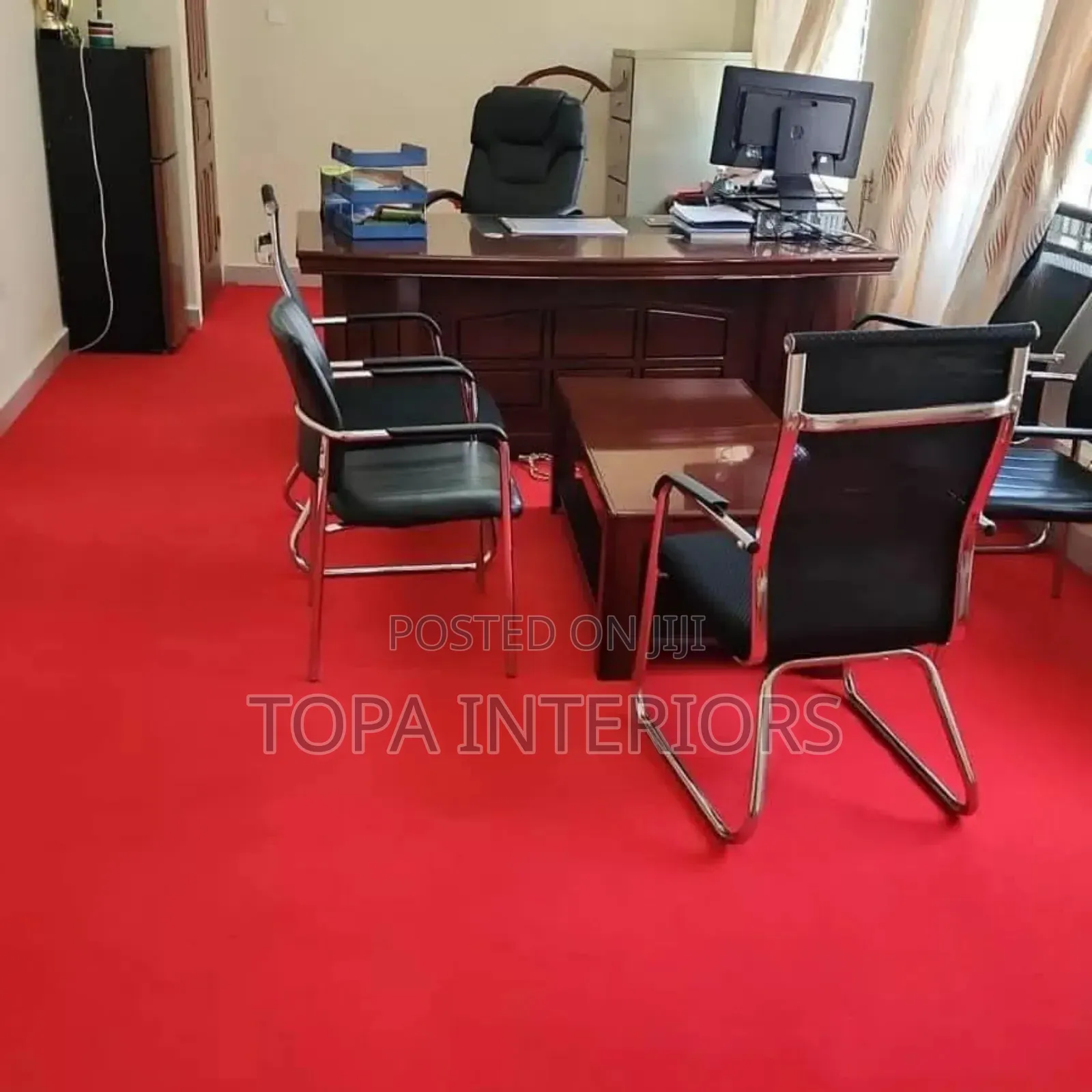Office Floor Decoration Red Office Carpets Installation