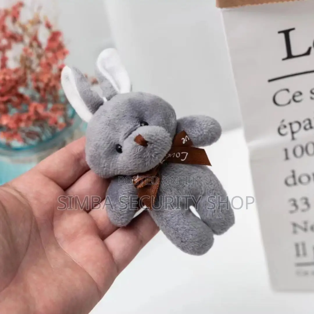Rabbit Bunny Plush Key Chain Holder Ring Grey Gift Valentines Day Her