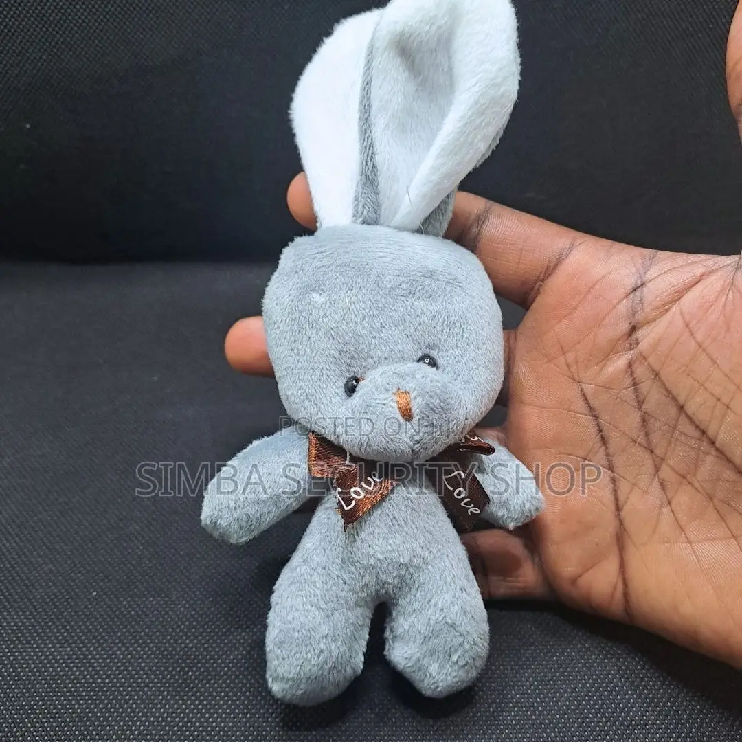 Rabbit Bunny Plush Key Chain Holder Ring Grey Gift Valentines Day Her