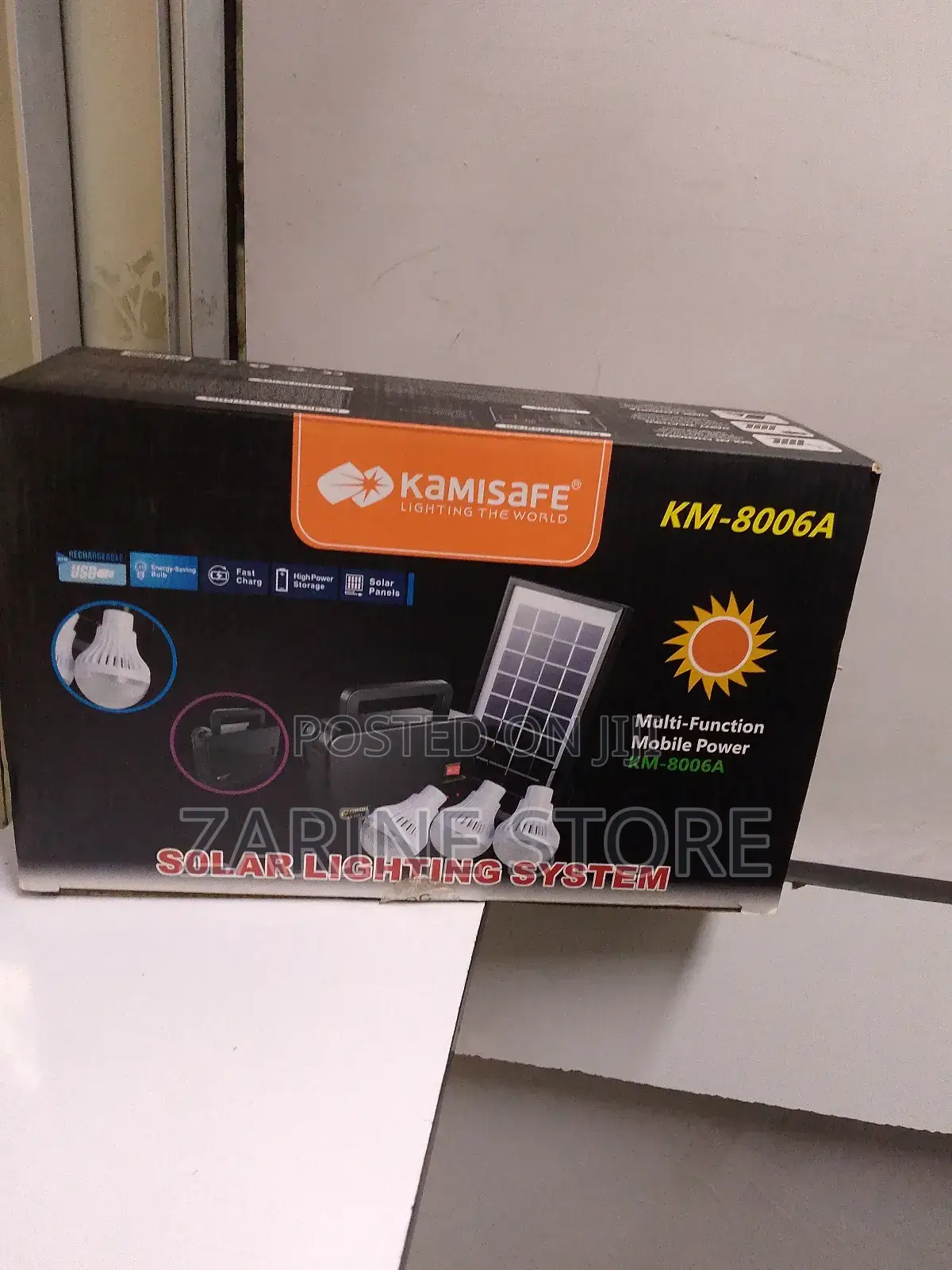 Rechargeable Kamisafe High Power Solar Lighting System Multifunctional