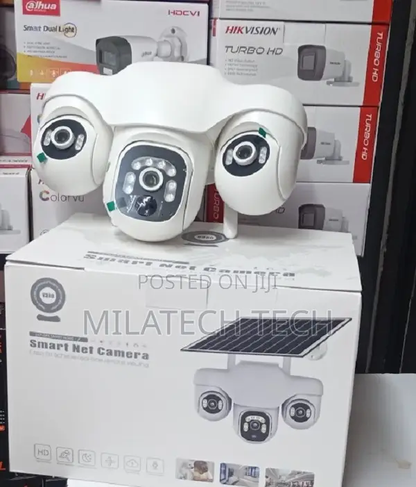Triple Lens Solar Camera With All Cameras Rotating